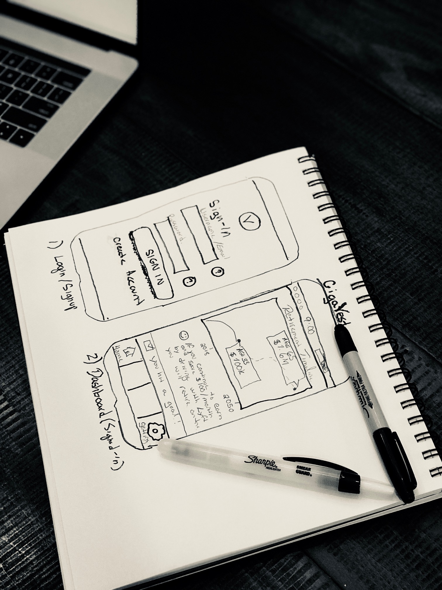 Sketch of Investment app interface
